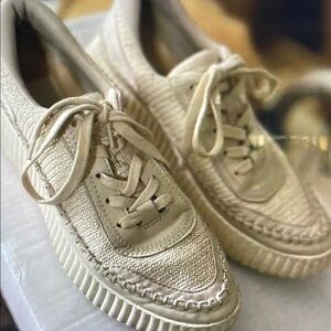 Women's Cream Lace-Up Sneakers